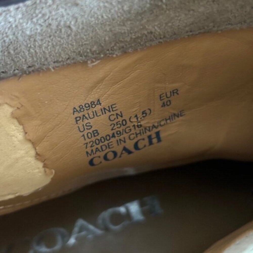 COACH Womens Taupe Bootie Pauline Size 9 M Leather Ankle Boots Suede Strappy - Picture 16 of 16